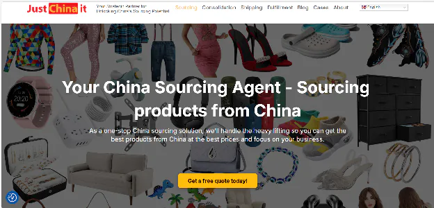 An image of JustChinait homepage as a China sourcing agent