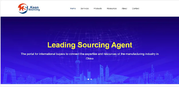 An image of keen sourcing homepage as a China sourcing agent