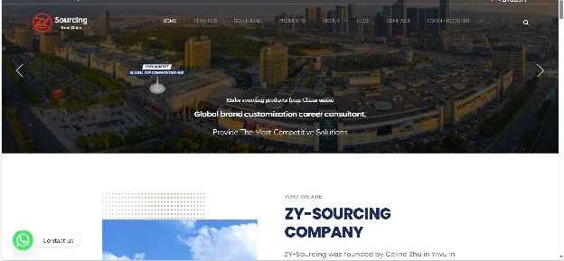 An image of ZY sourcing homepage as a China sourcing agent