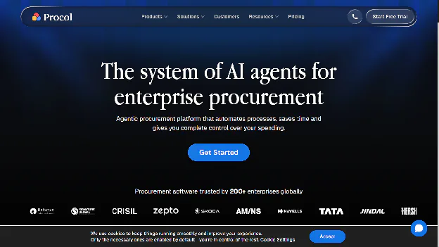 A homepage image of Procol, a global sourcing software