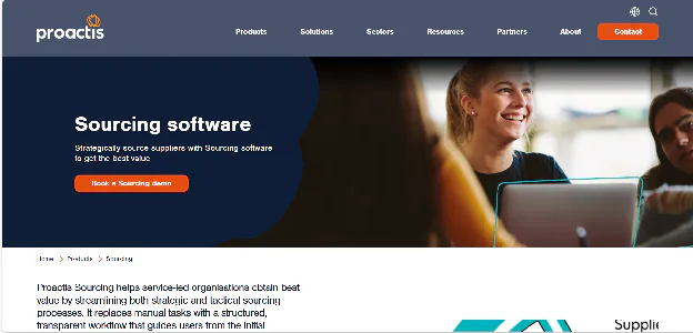 A homepage image of Proactis, a global sourcing software