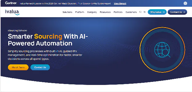 A homepage image of Ivalua, a global sourcing software