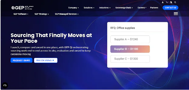 A homepage image of GEP SMART, a global sourcing software