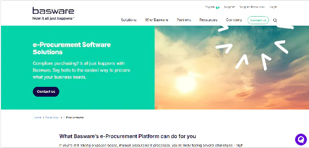 A homepage image of Baseware, a global sourcing software
